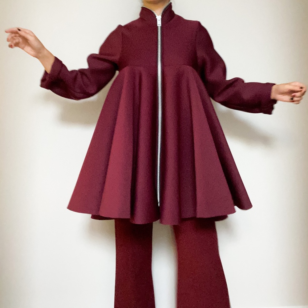 DESIGNER one of a kind burgundy peplum jacket